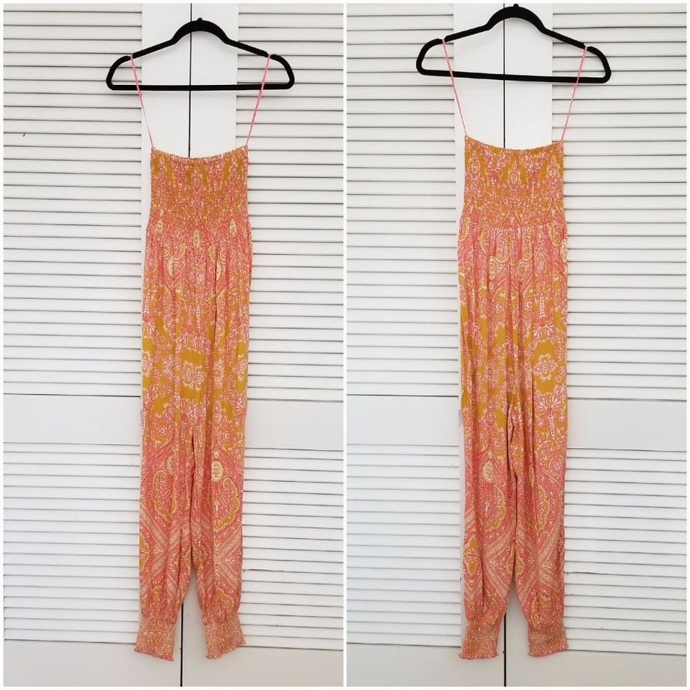 Free People Thinking of You Smocked Jumpsuit XS - Picture 2 of 8
